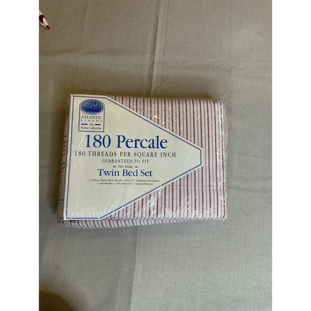 Atlantic Linens Twin Bed Sheet Set 180 Cotton Percale Striped 39 X 76